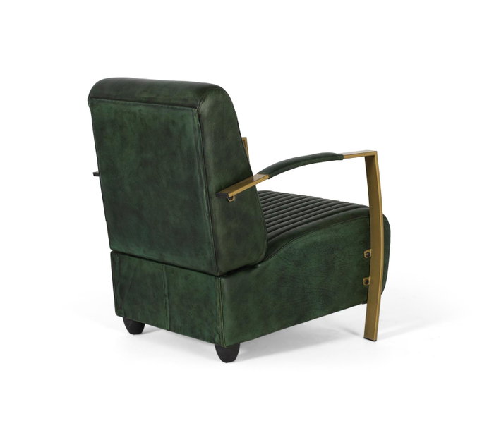 GINER Y COLOMER Sillón en peau naturelle vert et doré